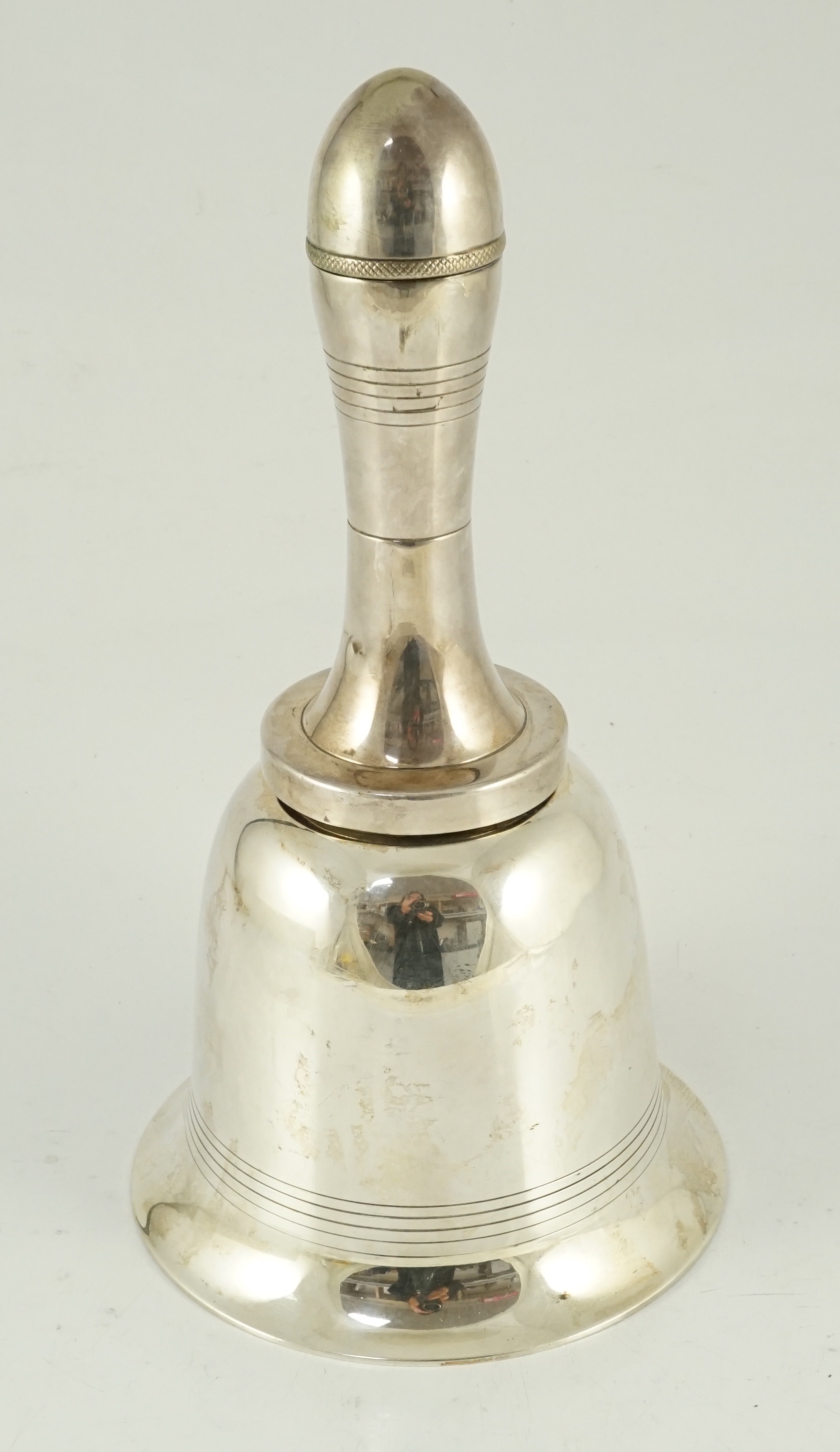 An Asprey & Co silver plated novelty 'Bell' cocktail shaker, circa 1930